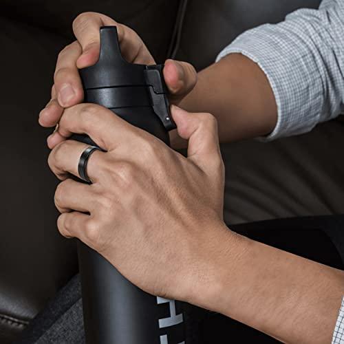 JEROOT JEROOT 8mm Black Titanium Magnetic Ring for Men, 5mm Silver Pure Titanium Magnetic Ring for Women, Healing Ring with 3500 Gauss Magnets for Jewelry Gifts