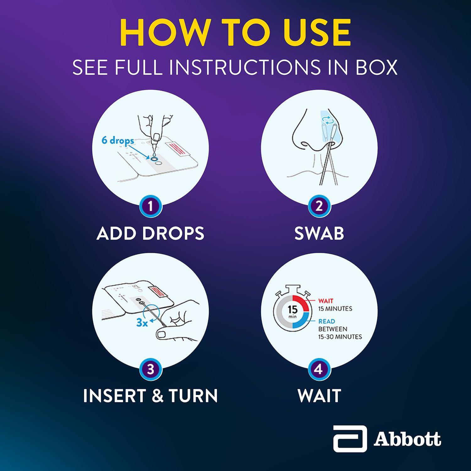 BinaxNOW BinaxNOW COVID-19 Antigen Self Test, 1 Pack, 4 Tests Total, COVID Test With 15-Minute Results Without Sending to a Lab, Easy to Use at Home