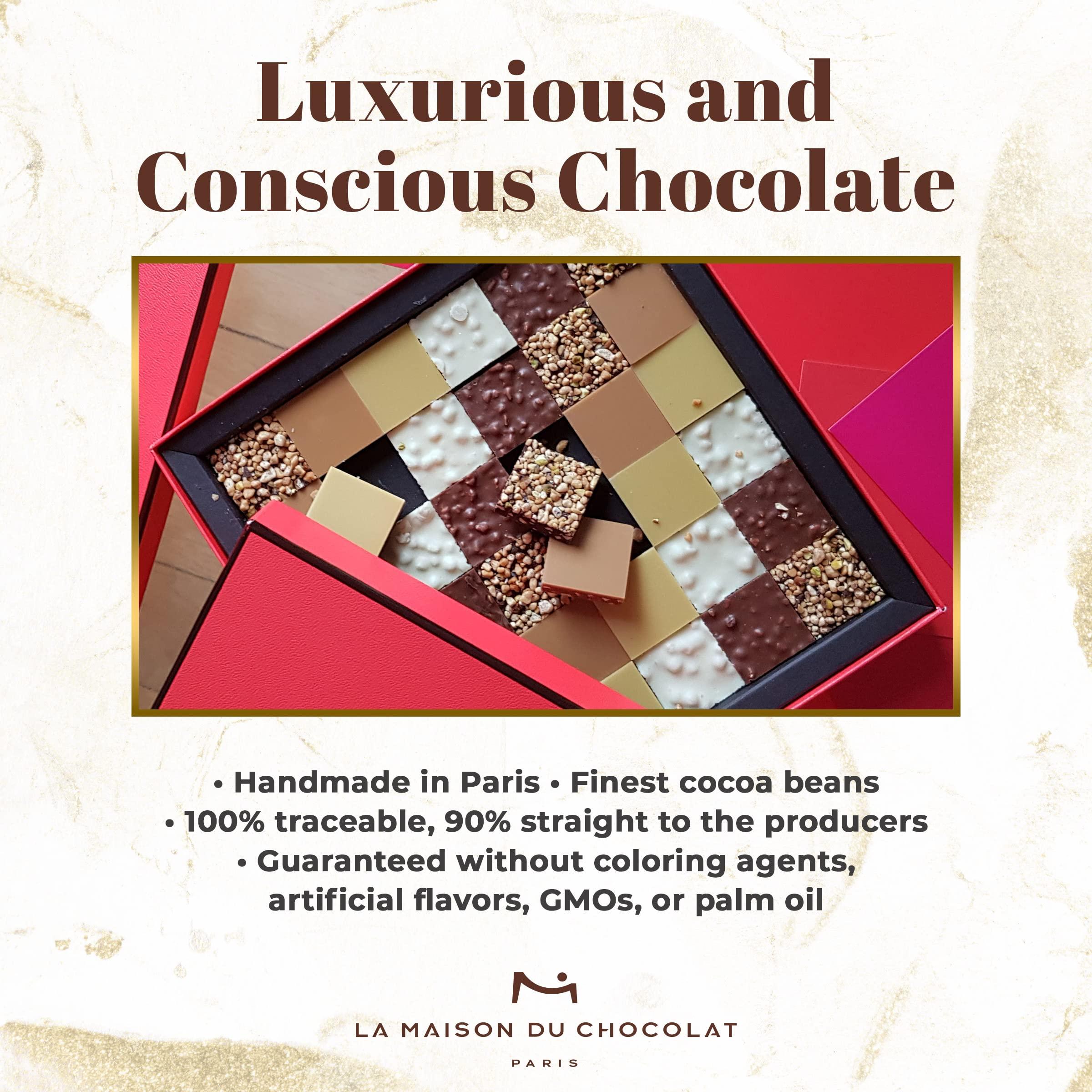 LA MAISON DU CHOCOLAT La Maison Du Chocolat Premium Dark, White, and Milk Chocolate Bars Gift Box - 36pcs Gourmet French Chocolate Squares