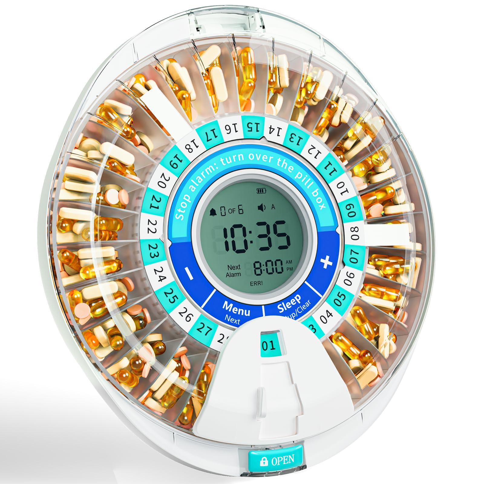 Windtrace Windtrace Automatic Pill Dispenser for Elderly, Electronic Monthly Pill Organizer with Alarm & Light, 28 Day Smart Lock Medication Dispenser, Timed Pill Dispenser Machine for Prescriptions & Vitamins