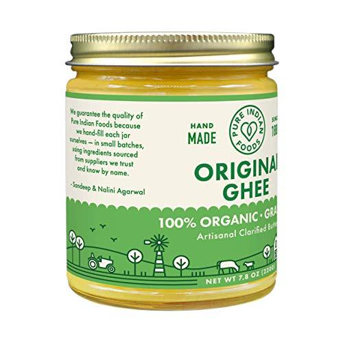 PURE INDIAN FOODS Grassfed Organic Original Ghee - by Pure Indian Foods, 7.8 oz, Pasture Raised, Gluten-Free, Non-GMO, Paleo, Keto-Friendly (Pack of 2)