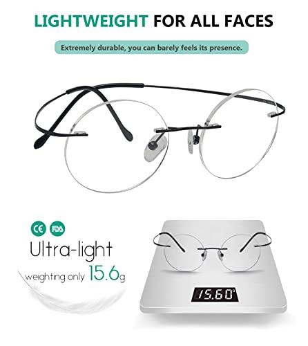 Eyekepper Eyekepper Titanium Rimless Round Reading Glasses Circle Readers Black