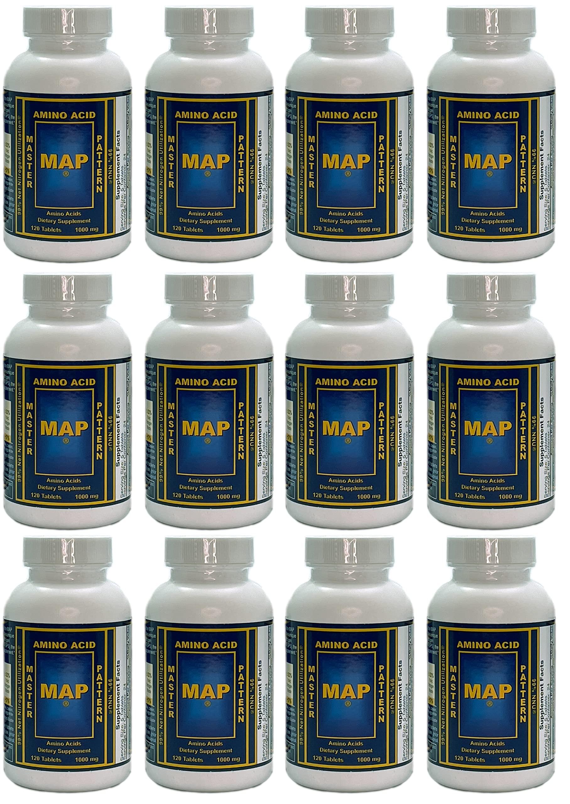 MAP Master Amino Acid Pattern Pack of 12 Bottles of MAP Master Amino Acid Pattern (120 Tablets/Bottle) 99% Net Nitrogen Utilization (NNU) - Original Formula by Dr. Luca Moretti