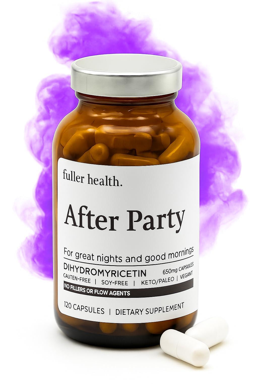 Fuller Health Fuller Health After Party, Dihydromyricetin Supplement | Supports Liver, Metabolism, Energy Levels, Post-Celebration Relief | Feel Refreshed, 650mg Per Pill | 1 Bottle, 24 Servings