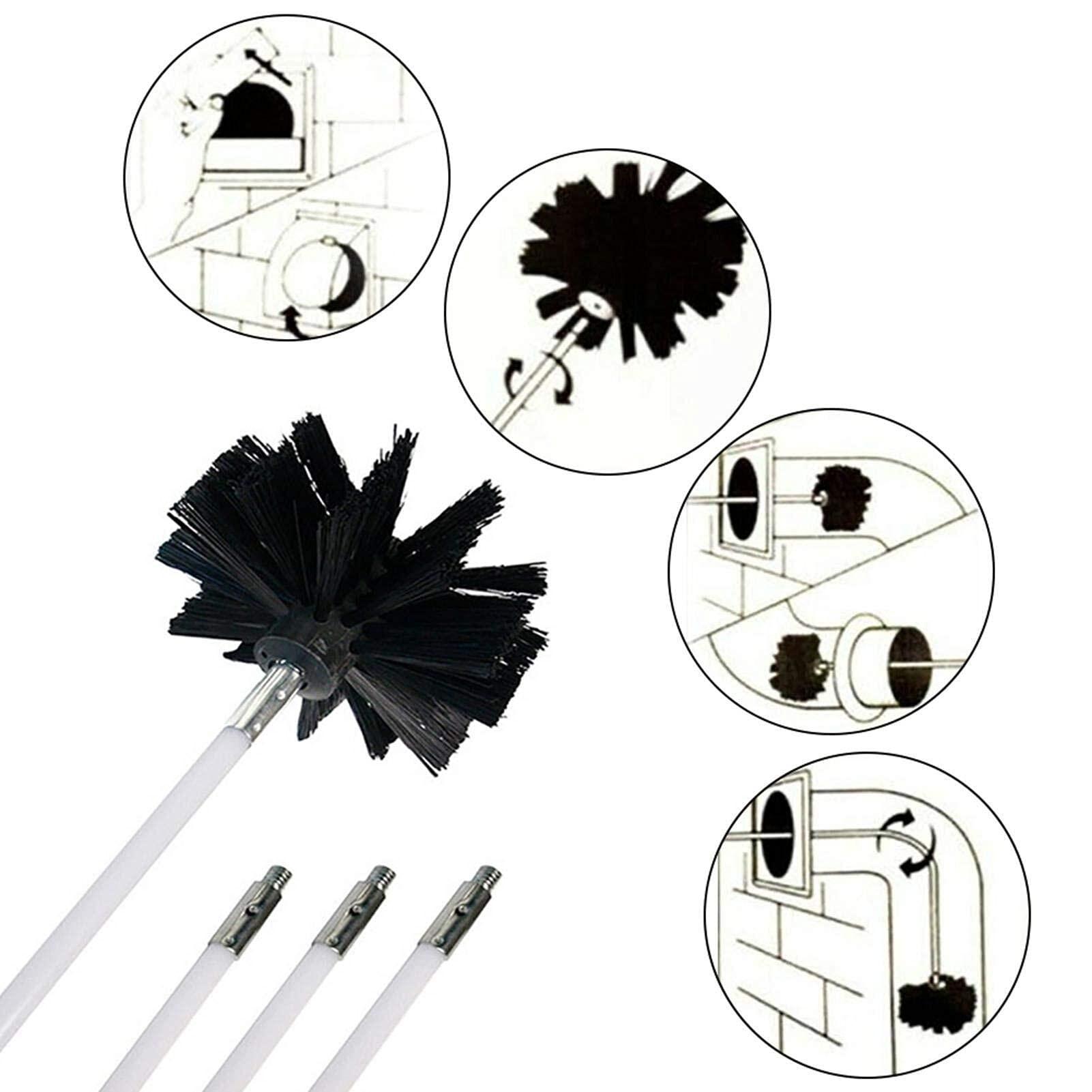 LIYUN chimney sweep kit Dryer Vent Cleaner Kit Dryer Lint Brush Vent Trap Cleaner Flexible Dryer Lint Remove Fireplace Chimney Brushes With 9/12/15/18 Rods, 1 Brush Head, Use With Or Without Drill ( Color :