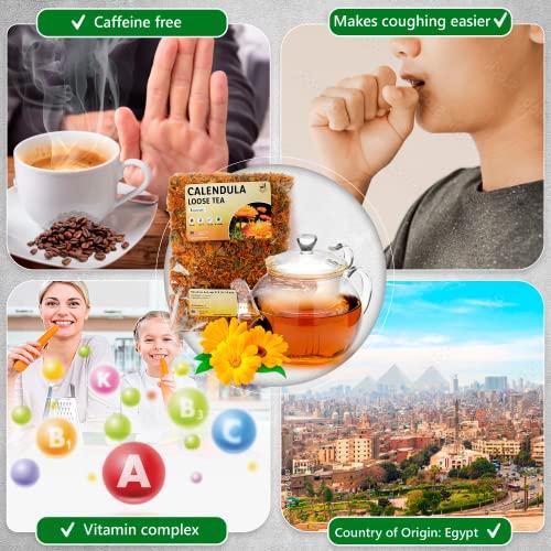 TeaDreamTea Calendula Tea Marigold Dried Flowers – 6 oz Calendula Flower - Marigold Tea – Calendula Tea Bulk - Calendula Flowers Tea - Caffeine Free - Whole Flowers - Marigold Flower Tea - Marigold Herbs