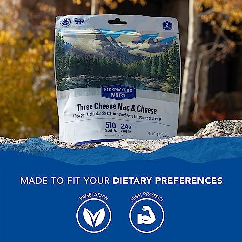 Backpacker's Pantry Backpacker's Pantry Three Cheese Mac & Cheese - Freeze Dried Backpacking & Camping Food - Emergency Food - 28 Grams of Protein, Vegetarian, 6 count