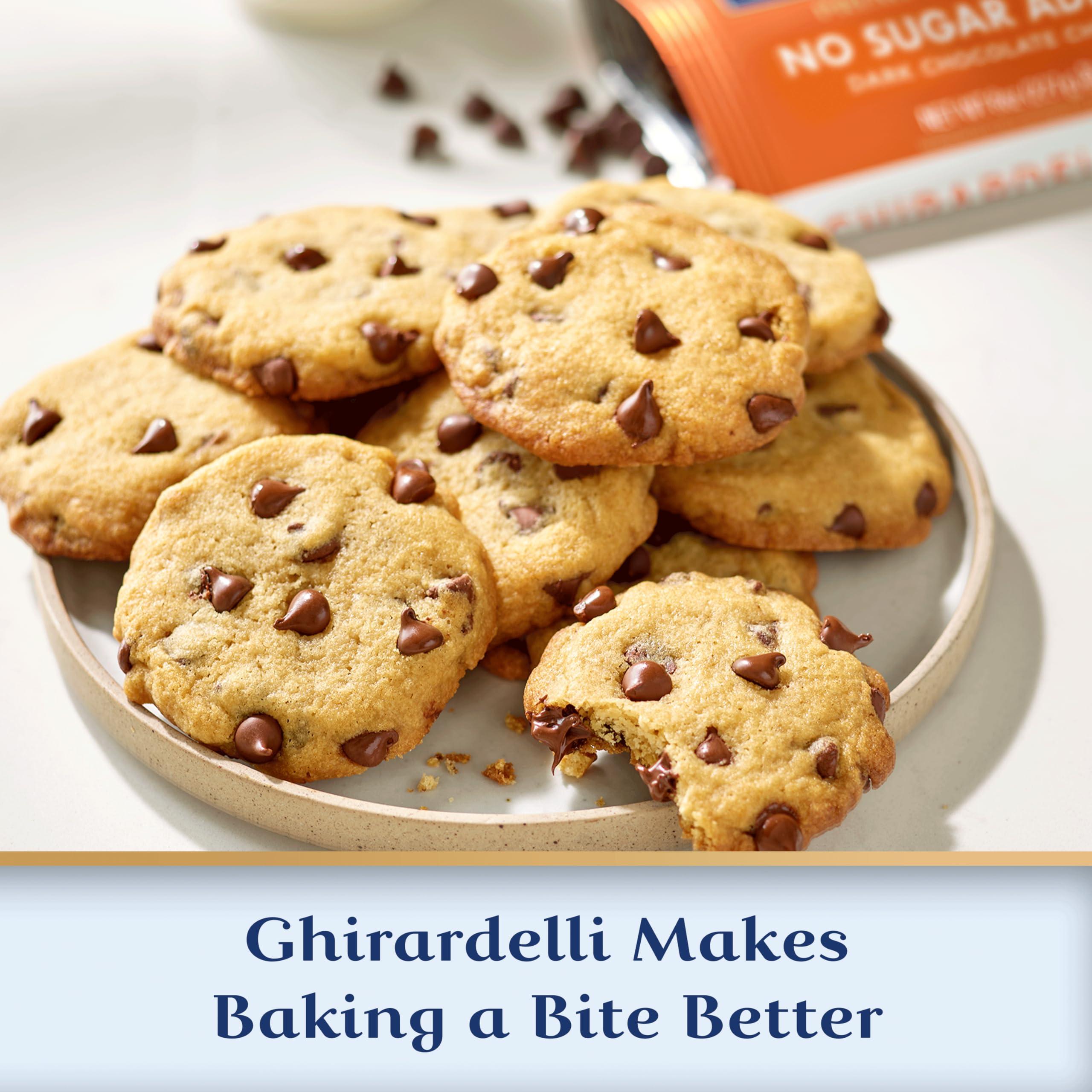 Ghirardelli Chocolate Company GHIRARDELLI No Sugar Added Dark Chocolate Chips for Baking, Premium Baking Chips, 8 OZ Bag