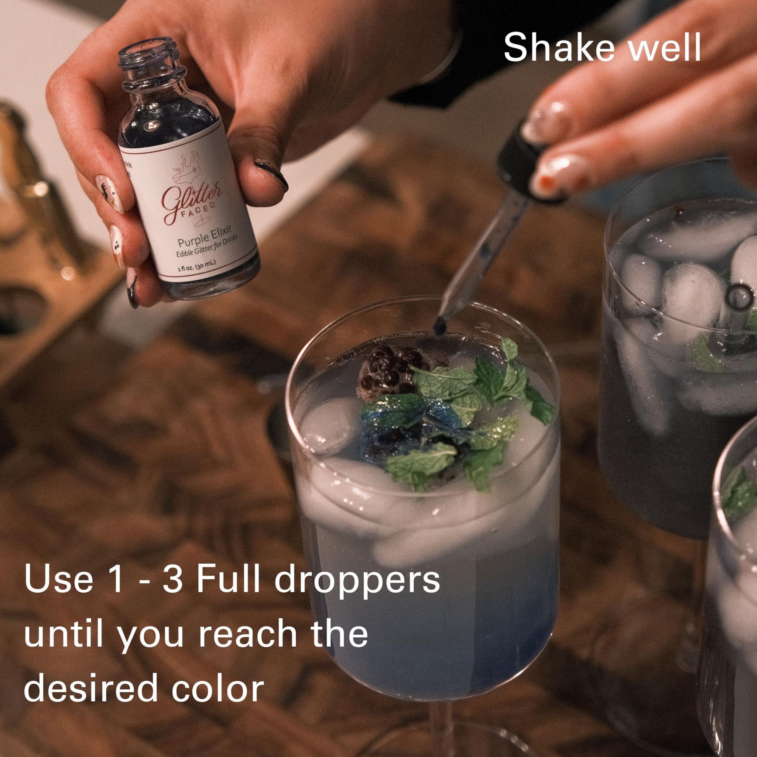 Glitter Faced Glitter Faced - Edible Glitter for Cocktails & Drinks - Mess-Free Glitter Drop, Food-Grade, 0 Cal, Sparkle Luster Dust, Drink Glitter for Enhanced Shine, Halloween or Christmas Party, 30ml (Blush)