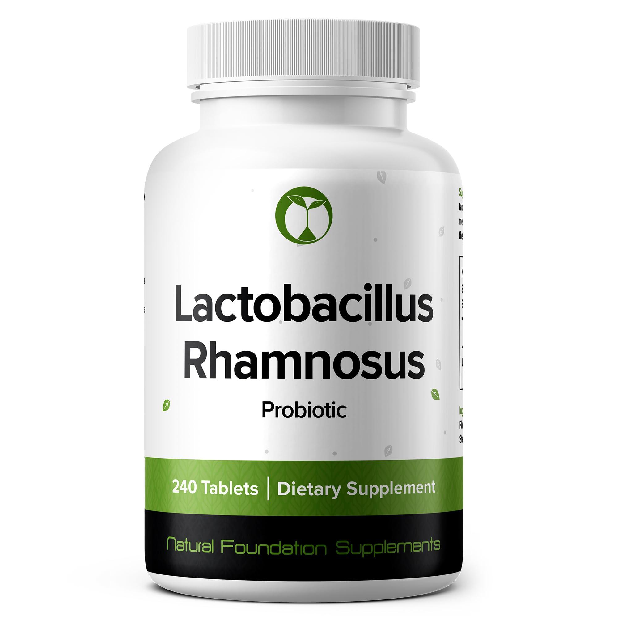 Natural Foundation Supplements Lactobacillus Rhamnosus Probiotic Supplement 240 Tablets 3 Billion CFU Probiotics for Men & Women Supports Intestinal Digestive & Gut Health Made in The USA (240, Lactobacillus Rhamnosus)