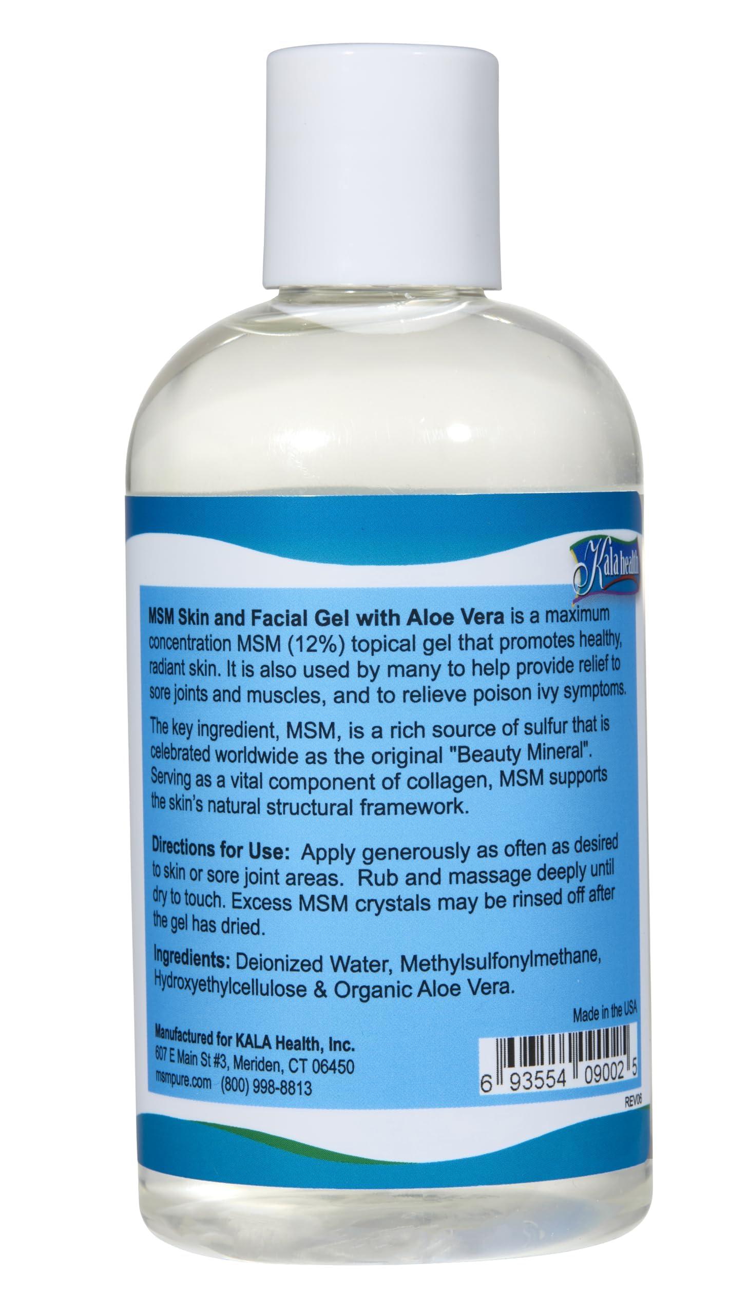 Kala Health KALA HEALTH MSMPure Max Strength Skin & Facial MSM Gel with Organic Aloe, 8 oz  Preservative-Free Skin Care for Smooth, Radiant Skin