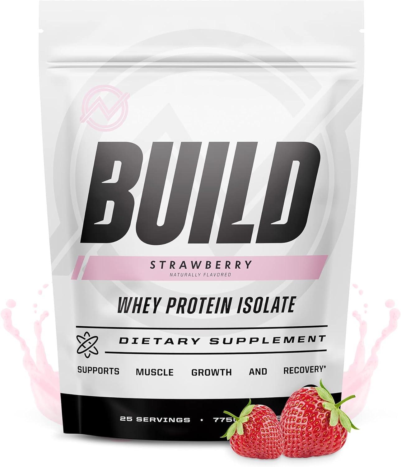 Outwork Nutrition Outwork Nutrition Build Whey Protein Isolate Powder - Low Lactose, Gluten-Free Protein Powder for Muscle Growth & Workout Recovery, Backed by Science, Strawberry, 1.8lbs