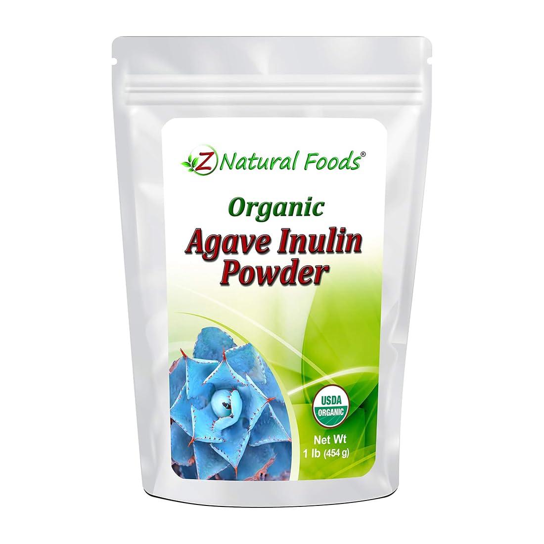 Z Natural Foods Z Natural Foods Organic Agave Inulin Powder, Natural Fiber Supplement, Prebiotic Superfood Powder for Drinks, Smoothies, and Recipes, Raw, Non-GMO, Vegan, Gluten-Free, Kosher, 1 lb