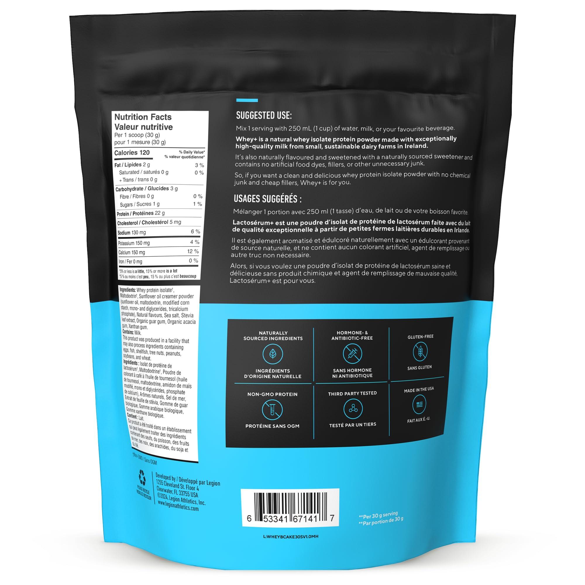 LEGION LEGION Whey+ Whey Isolate Protein Powder from Grass Fed Cows - Low Carb, Low Calorie, Non-GMO, Lactose Free, Gluten Free, Sugar Free, All Natural Whey Protein Isolate, (30 Serving, Birthday Cake)