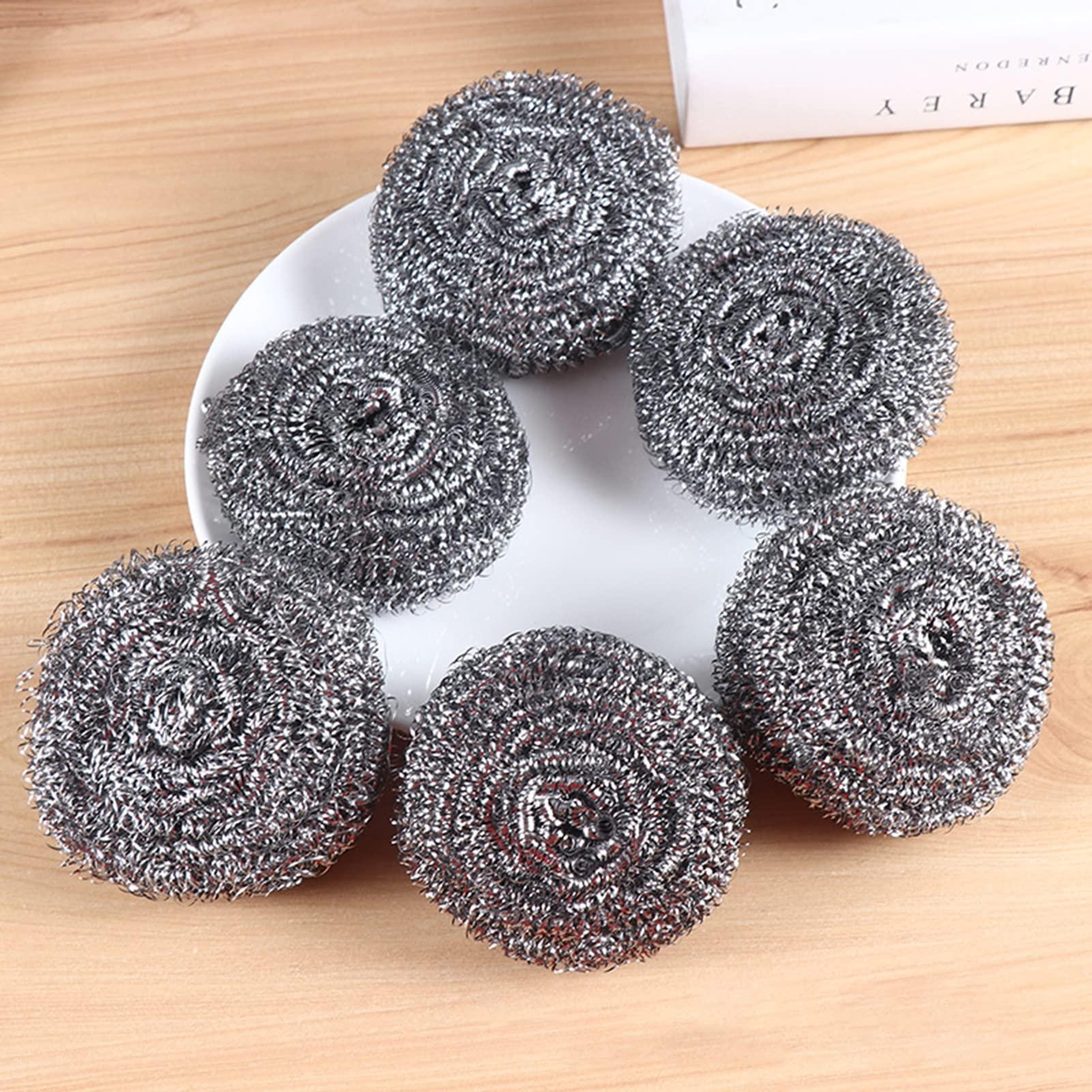 Walbest Walbest Steel Wool Scrubber - 1/2/4Pcs Metal Dish Scrubber Scouring Pads Stainless Steel Wire Ball Cleaner Kitchen Gadgets for Dishes Pots Pans Wash Cleaning C