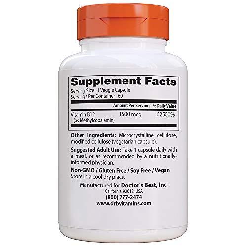 Doctor's Best Doctor's Best Fully Active B12 1500 mcg, Non-GMO, Vegan, Gluten Free, Supports Healthy Memory, Mood and Circulation, 60 Count