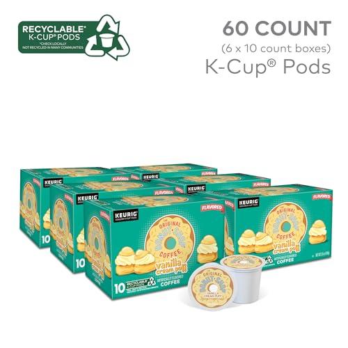 The Original Donut Shop The Original Donut Shop Vanilla Cream Puff Coffee, Keurig Single Serve K-Cup Pods, Medium Roast Coffee, 60 Count, (6 Packs of 10)
