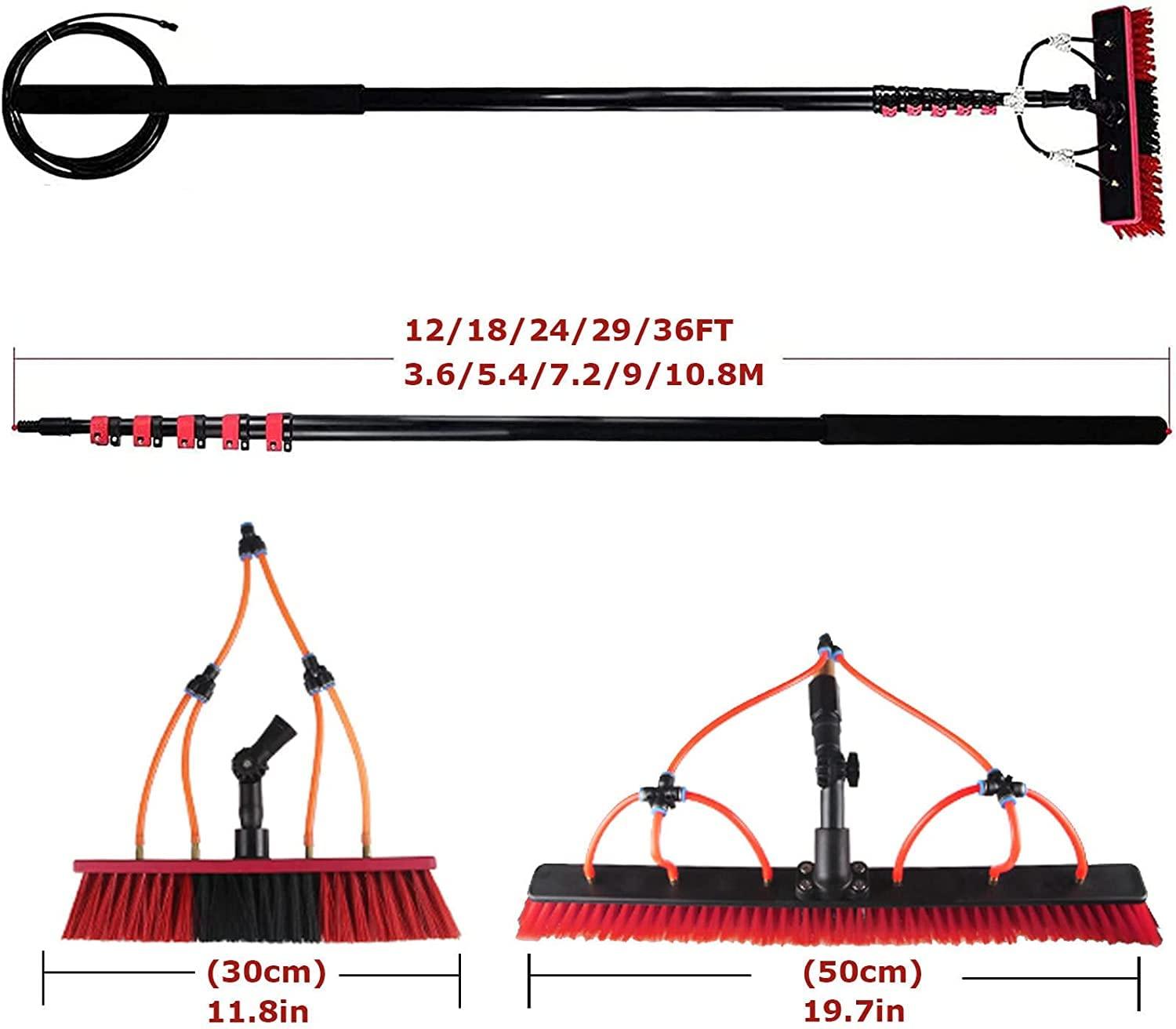 KDLK Water Fed Pole Kit,Water Fed Brush Water Fed Pole Kit, Window Washing Set Equipment Telescopic Extension Pole Cleaning Kit for Window Cleaning, Photovoltaic Panel Cleaning, Trucks (Size : 12FT/3.6M)