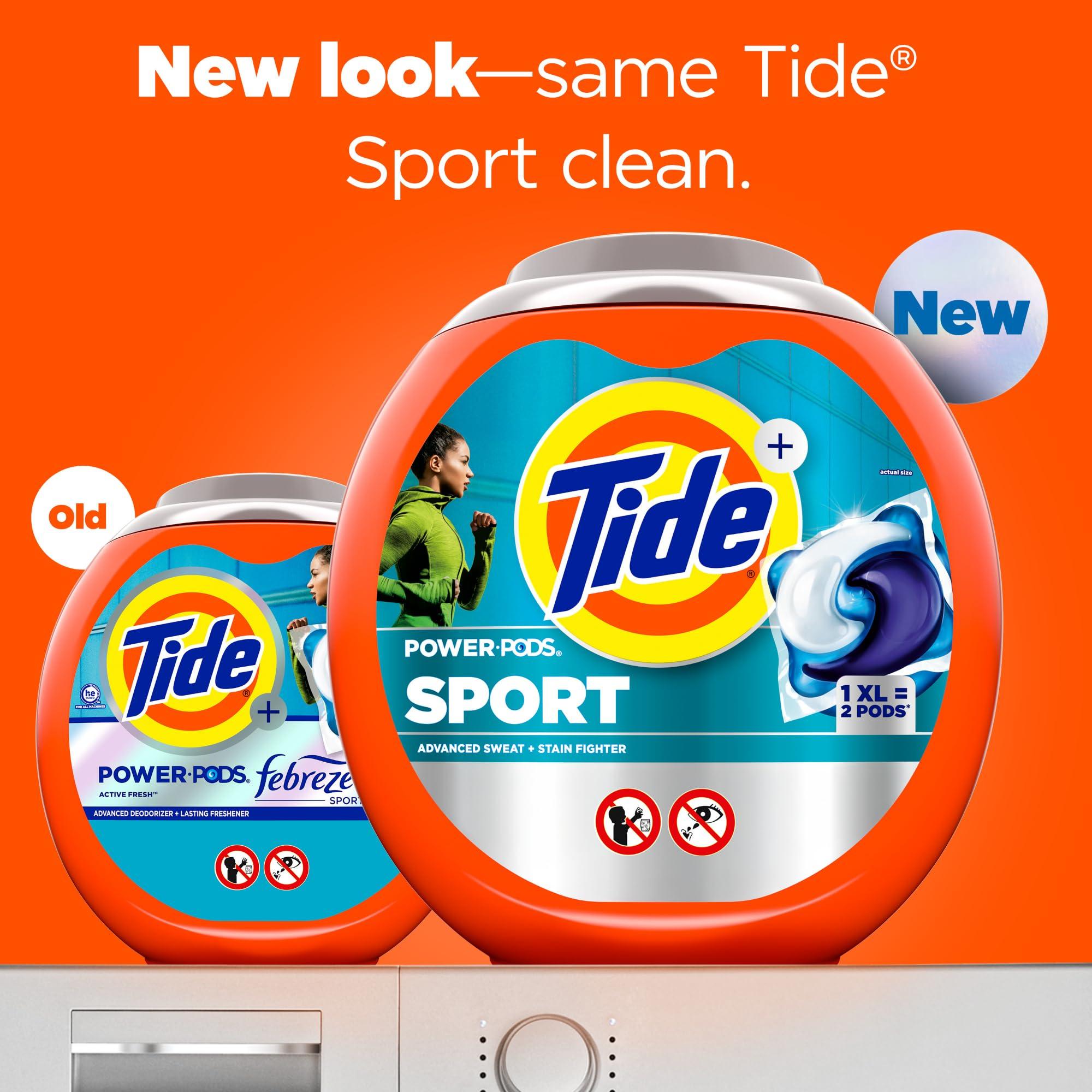 Tide Tide Power PODS Laundry Detergent Soap Pacs with Febreze Sport, 63 Count, Laundry Pods with Febreze Freshness and Sport Odor Defense