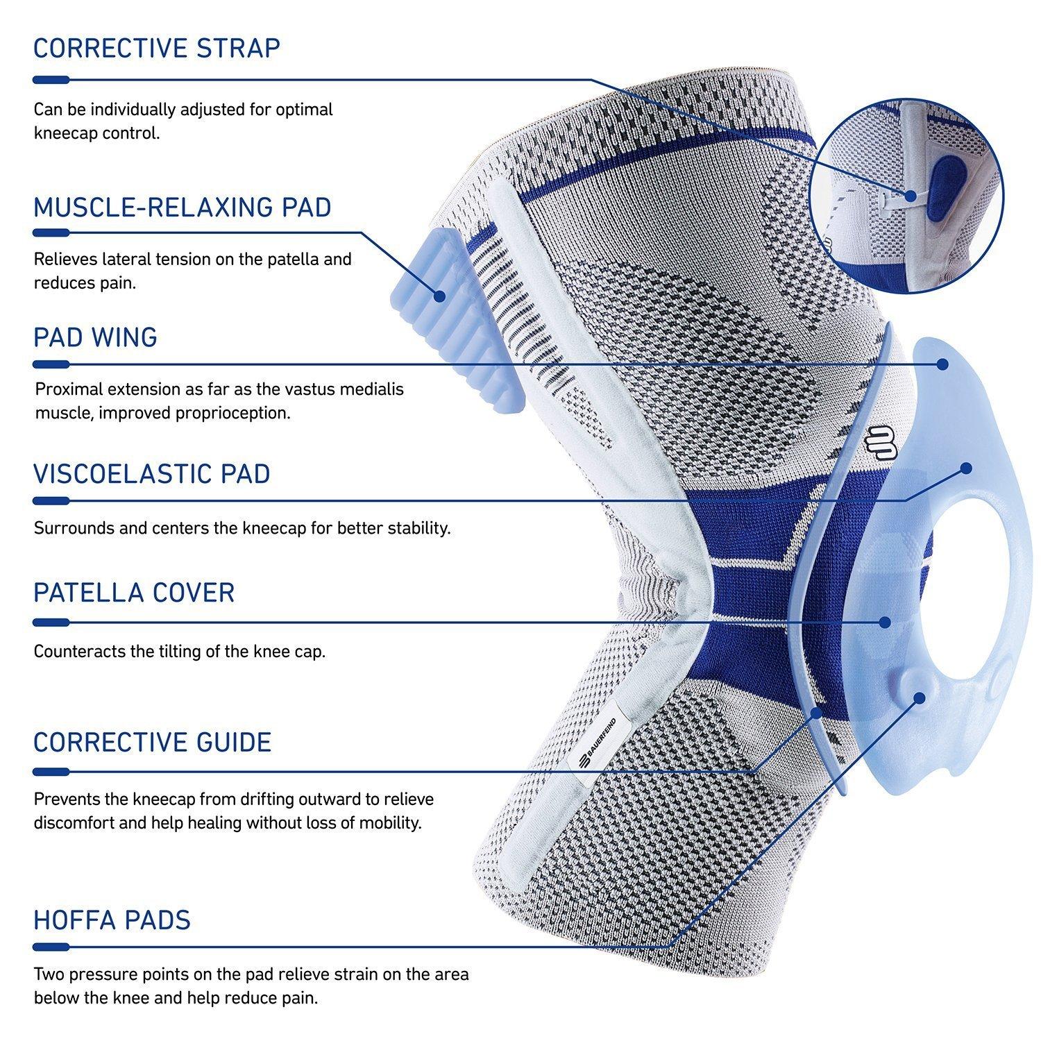Bauerfeind Bauerfeind - GenuTrain P3 - Patella Knee Support - For Misalignment of the Kneecap - Left Knee -Size 6 - Color Nature