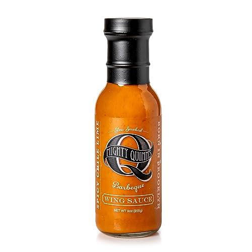 MIGHTY QUINN\'S BARBEQUE Mighty Quinn\'s Wing Sauce | Spicy Chicken Wing Sauce, Gluten Free, All-Natural Ingredients, No High Fructose Corn Syrup, Chile, Lime, Honey | Great for all Proteins and Veggies | 8 oz, 2 Pack