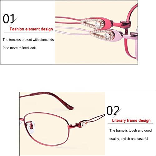 XUAN XUAN Transition Photochromic Reading Glasses Blue Light Blocking Glasses Multifocus Readers Women Sunglasses Spring Hinge (Color : Red, Size : 1.75)