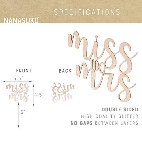NANASUKO NANASUKO Bachelorette Party Cake Topper - Miss to Mrs - Double Sided Rose Gold Glitter - Premium quality Made in USA