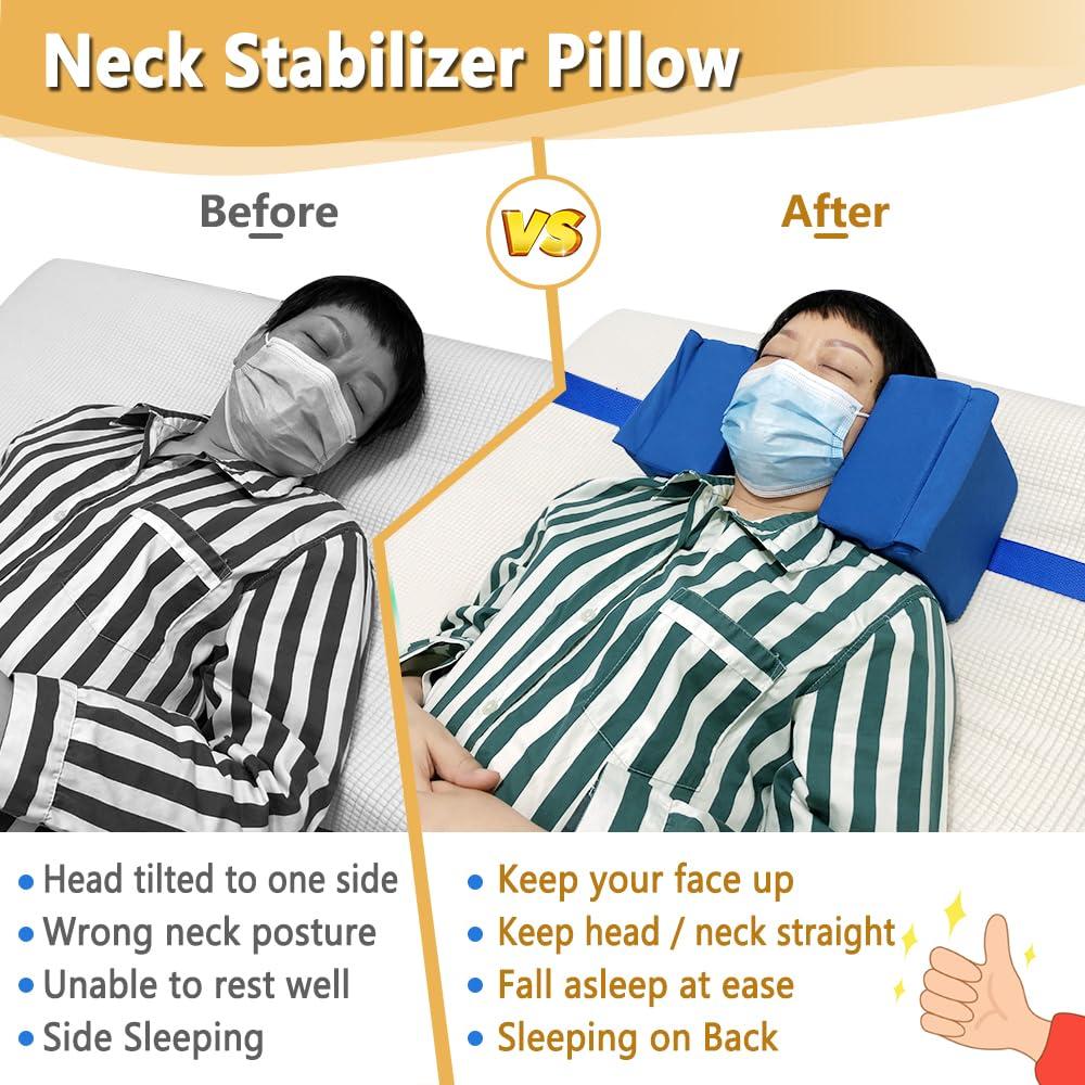 AOSSA AOSSA Wheelchair Headrest Neck Stabilizer Head Support Pillow for Recliner High Back Wheelchair Head Positioning Wedge Neck Support Positioner Keep Head Straight Medical Foam Wedge