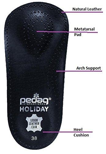 pedag Pedag Holiday | 3/4 Length Sheepskin Orthotic Inserts | Handmade in Germany | Arch Support | Metatarsal Pad | Heel Cushion | Fits Low Profile Tight Shoes | Black | 1 Pair | US Women 6 / EU 36