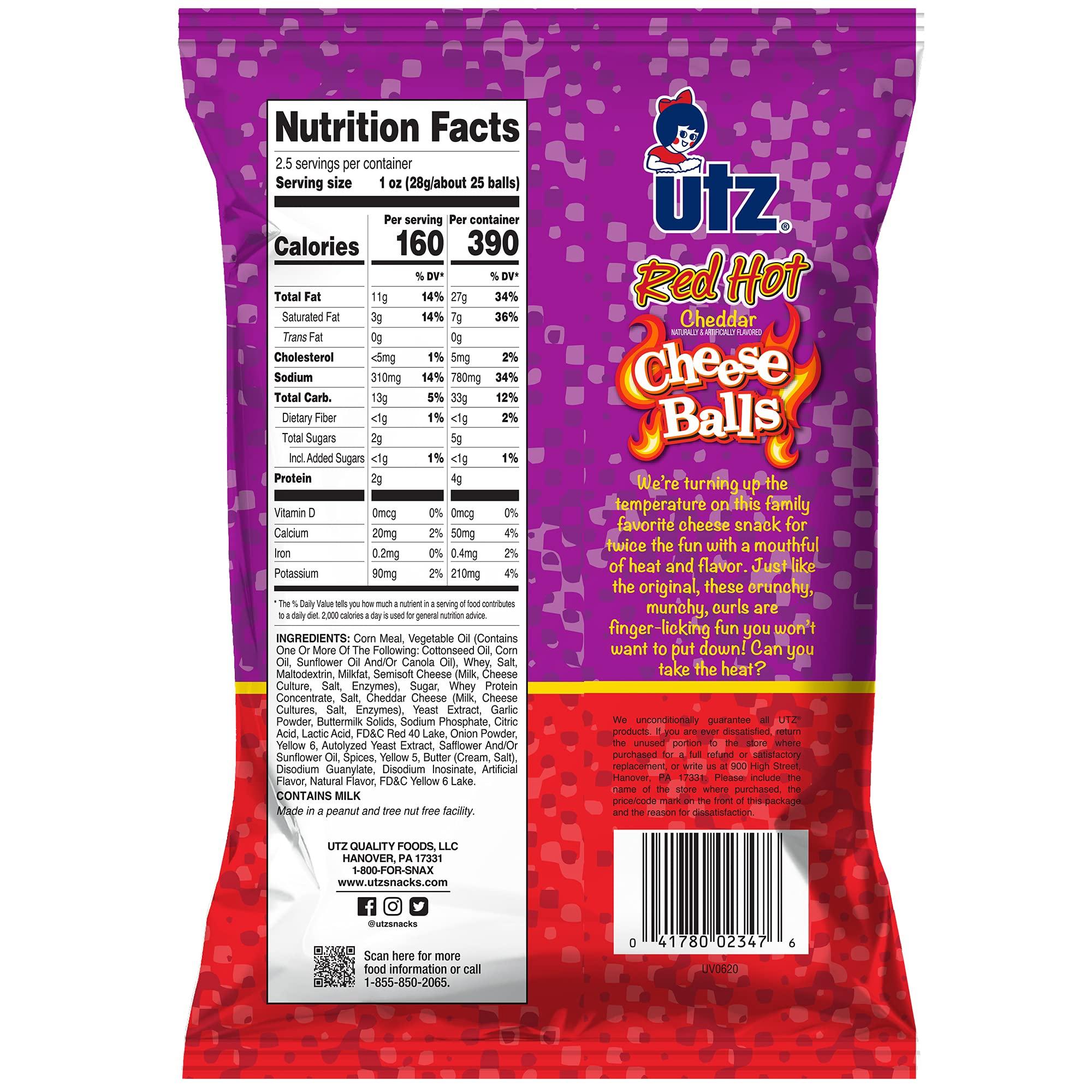 Utz Utz Red Hot Cheese Balls | 2.5 oz | Pack of 5