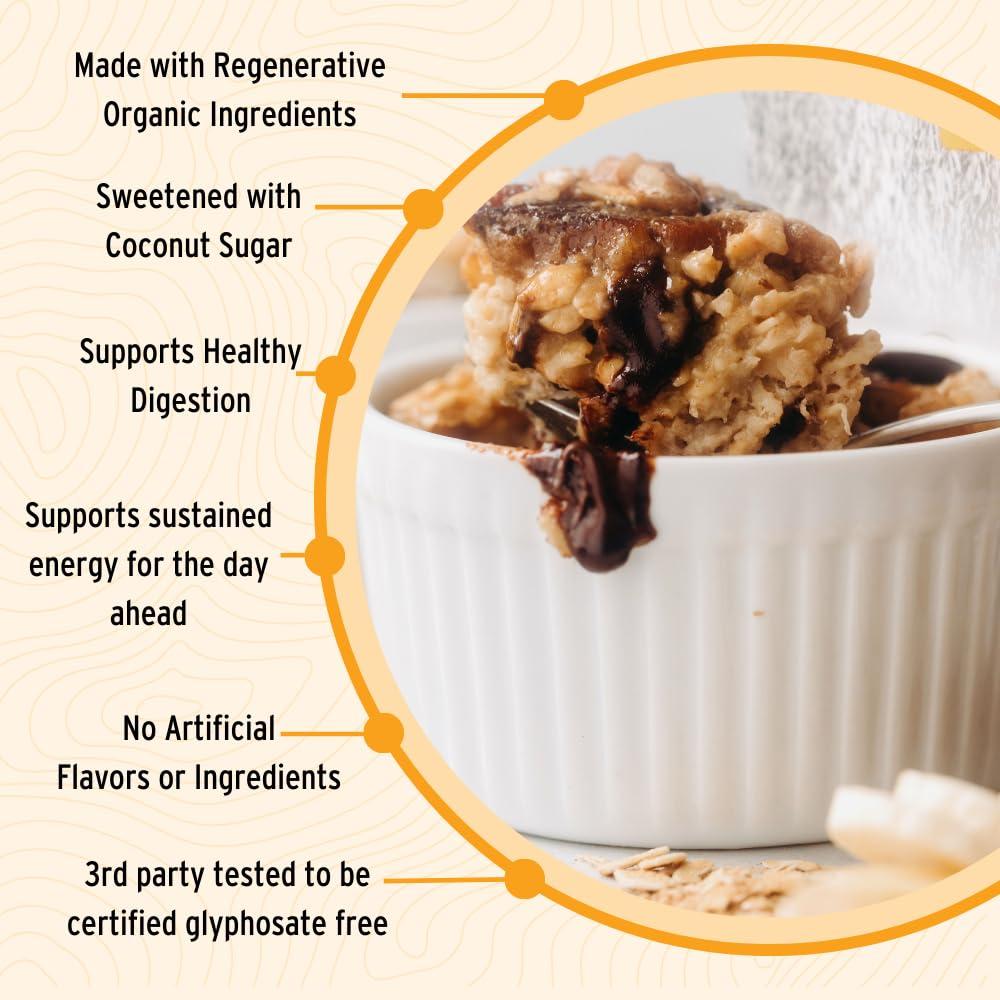 Wildway Wildway Organic Rolled Oats, Overnight Oats | Glyphosate-Free, Gluten-Free Oatmeal | Non-GMO, Plant-Based Protein | Regenerative, Sustainable, Traceable Organic Oats | Banana Nut | 9 Oz