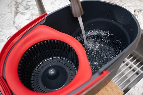 O-Cedar O-Cedar EasyWring Microfiber Spin Mop, Bucket Floor Cleaning System, Red, Gray, Standard