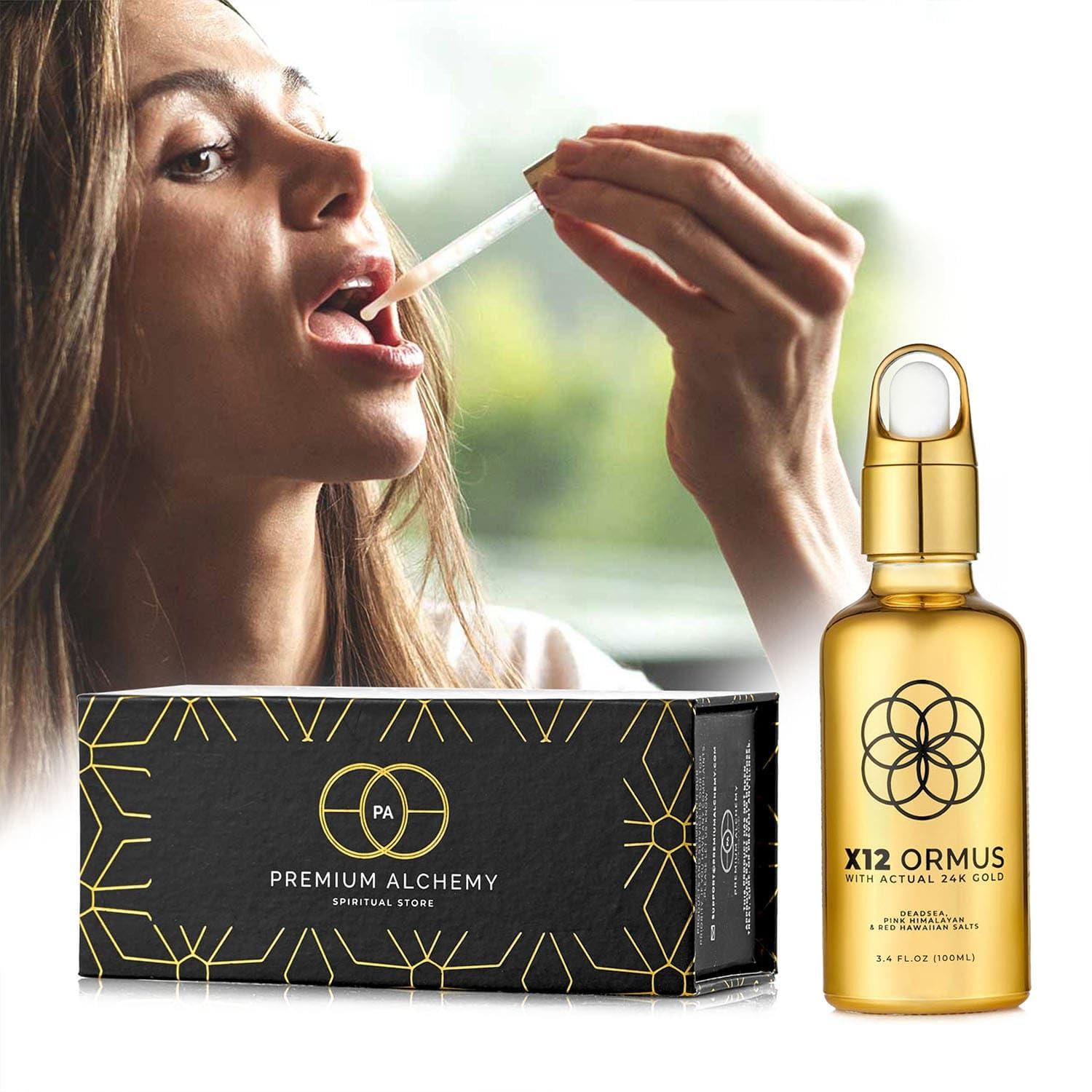 x12 Ormus With Actual 24k Gold Ormus Monoatomic Gold Concentrate (High Potency x12) 3.4oz - Made by Real Alchemists - 24k Food Grade Liquid Gold, Dead Sea Salt & Pink Himalayan Salt