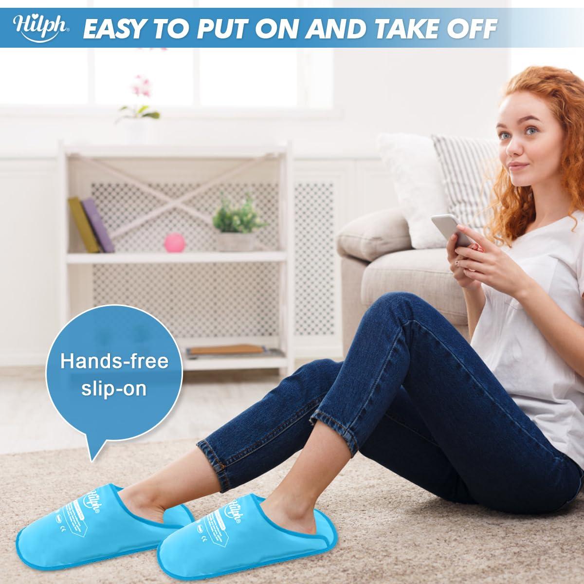 Hilph Hilph Foot Ice Pack Slippers for Plantar Fasciitis 2 Packs, Reusable Hot Cold Packs Gel Ice Slipper for Foot and Broken Toes, Gout, Foot Surgery, Neuropathy, Diabetic, Swollen (Sky Blue)