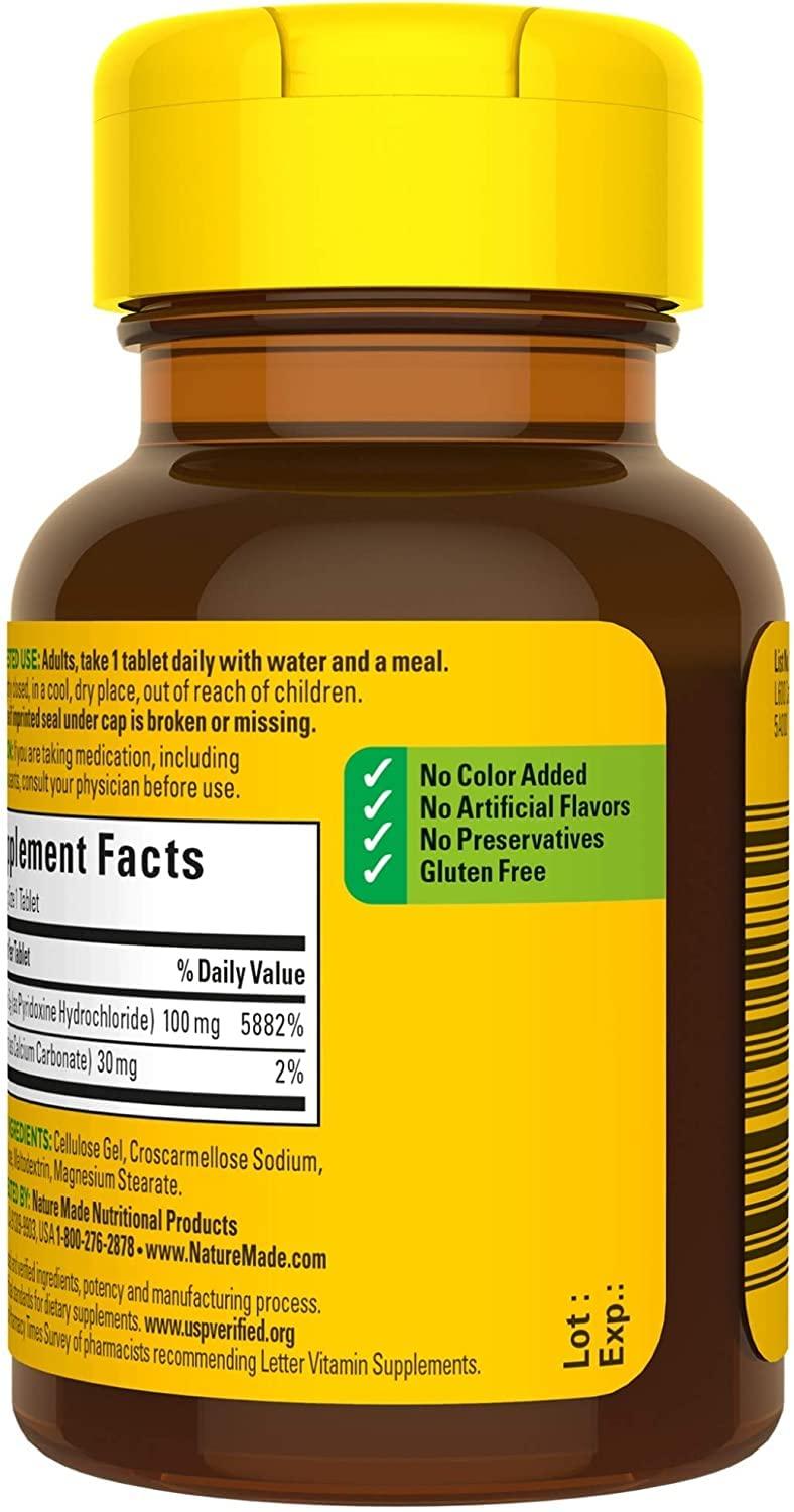 Nature Made Nature Made Vitamin B-6 100 mg Tablets 100 ea (Pack of 4)