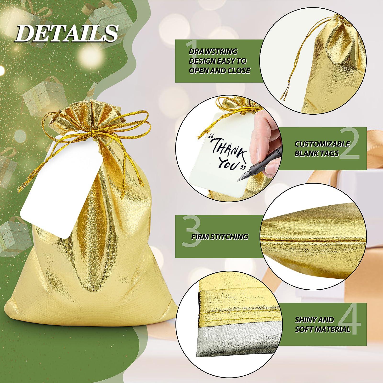 DOYIDE DOYIDE 100Pcs Gold Drawstring Gift Bags, 6x8n Jewelry Bags Drawstring Pouches, Shiny Wedding Party Favor Bags, Sachet Bags Empty for Birthday Party Christmas Baby Shower Candy Favors