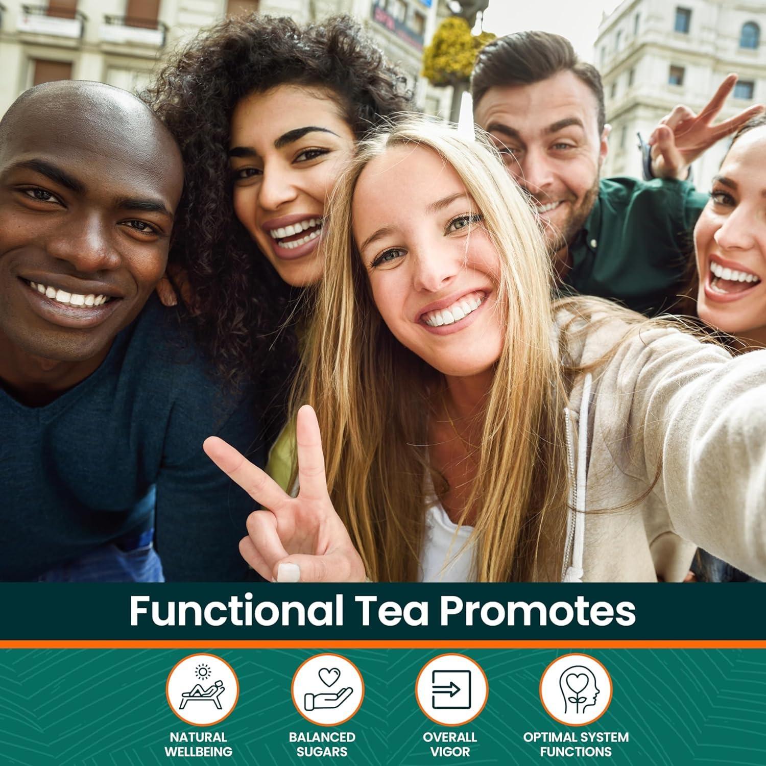 Herbaly Herbaly Glucose Functional Tea - Vitality & Wellness - Gymnema Sylvestre, Ceylon Cinnamon, Bitter Melon, Dandelion Root, Fenugreek - Daily Teas - Organic Plant-Based Tea Bag Pyramids - 30 ct