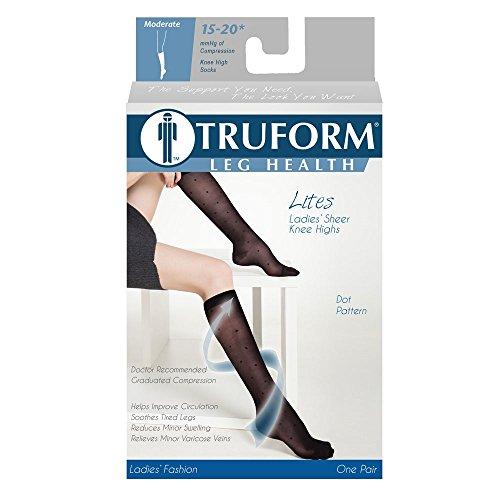 Truform Truform Sheer Compression Stockings, 15-20 mmHg, Women's Knee High Length, Dot Pattern, Charcoal, Large