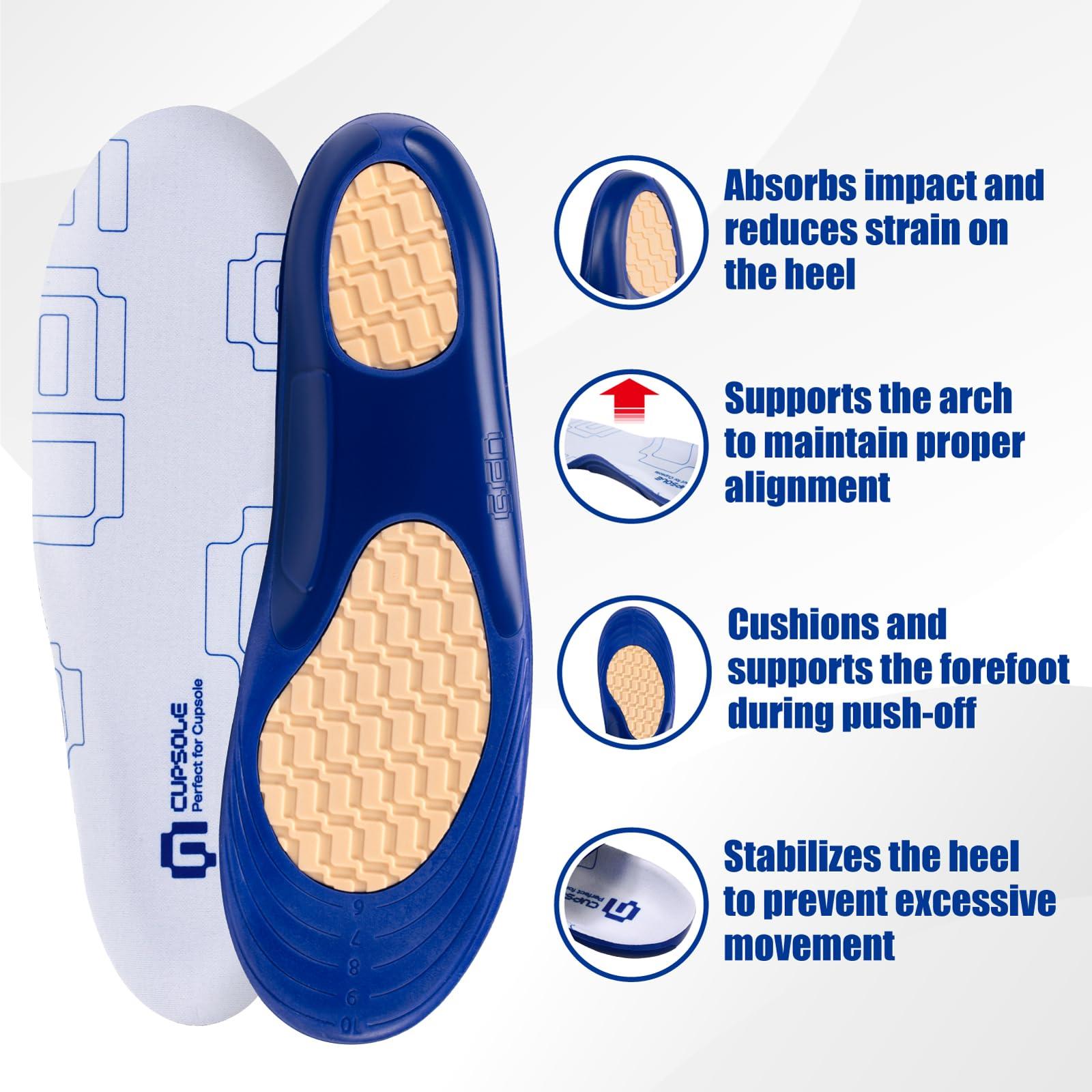GED Skateboarding Shoe Insoles for Women, GED Sports Inserts for Skate Sneakers and Athletic Activity, Orthotic Insoles for Stability, Cushioning, Shock Absorbing, Arch Support, Protection US 6-6.5