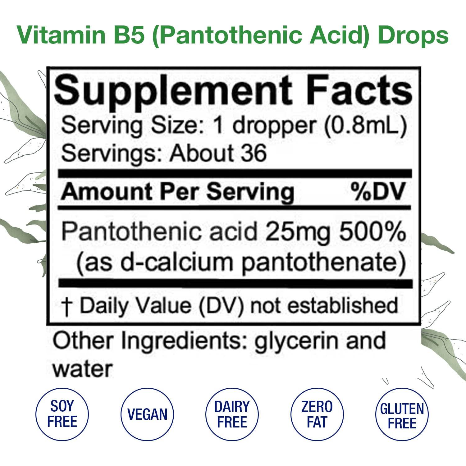HoneyCombs HoneyCombs Vitamin B5 (Pantothenic Acid) Drops Liquid Vitamin B5 Extract 1Fl Oz. + Vitamin B2 (Riboflavin) Drops, 1 Fl Oz. + Vitamin B1 (Thiamine) Drops - Thiamine Vitamin B1 Extract, 1 Fl Oz.