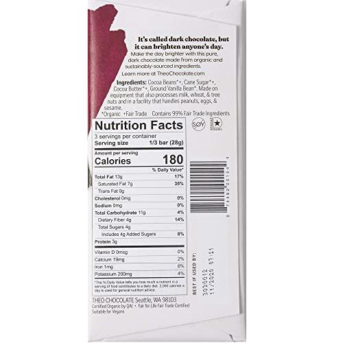 THEO Theo Chocolate Pure Organic Dark Chocolate Bar, 85% Cacao, 12 Pack | Vegan, Fair Trade