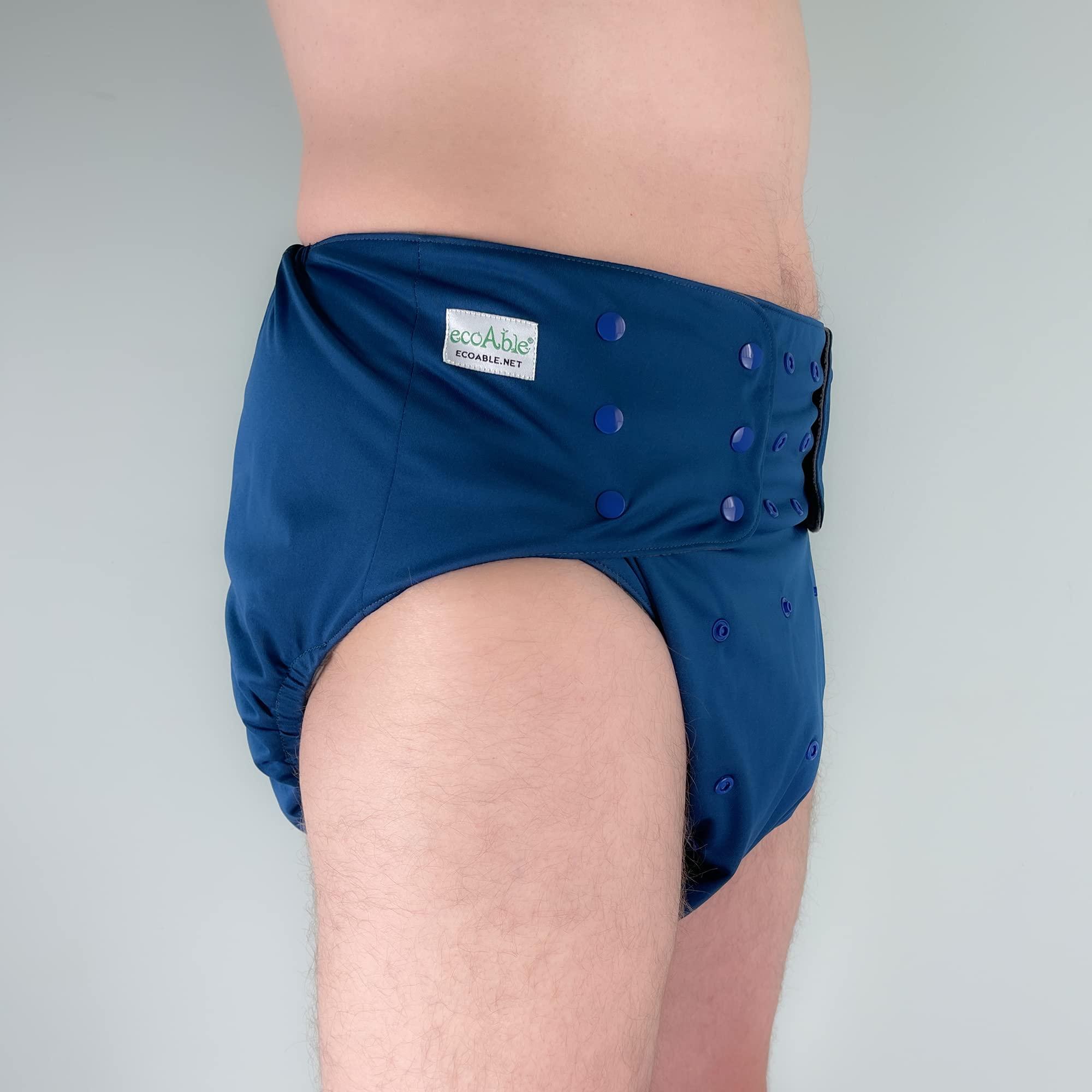 Ecoable Adult Pocket Cloth Diaper 2.0: Reusable Incontinence Protection Briefs for Special Needs Teens, Men and Women (Large, Deep Red)