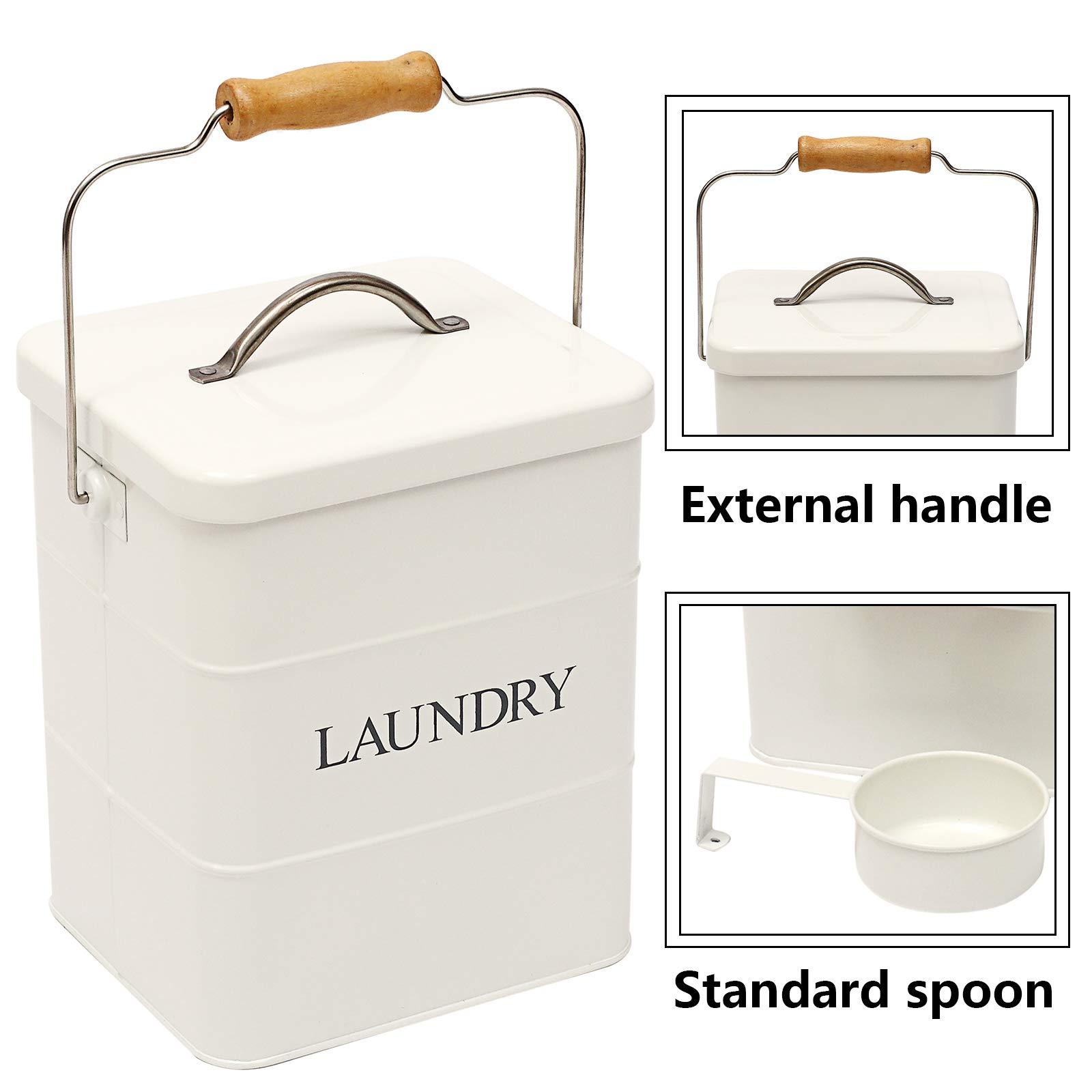 Xbopetda Xbopetda Laundry Powder Bin, Washing Powder Storage Tin with Scoop, Airtight Lid & Handles, Laundry Detergent Powder Storage Box - Perfect for Holding Pods Tablets Capsules Powder Detergent-White