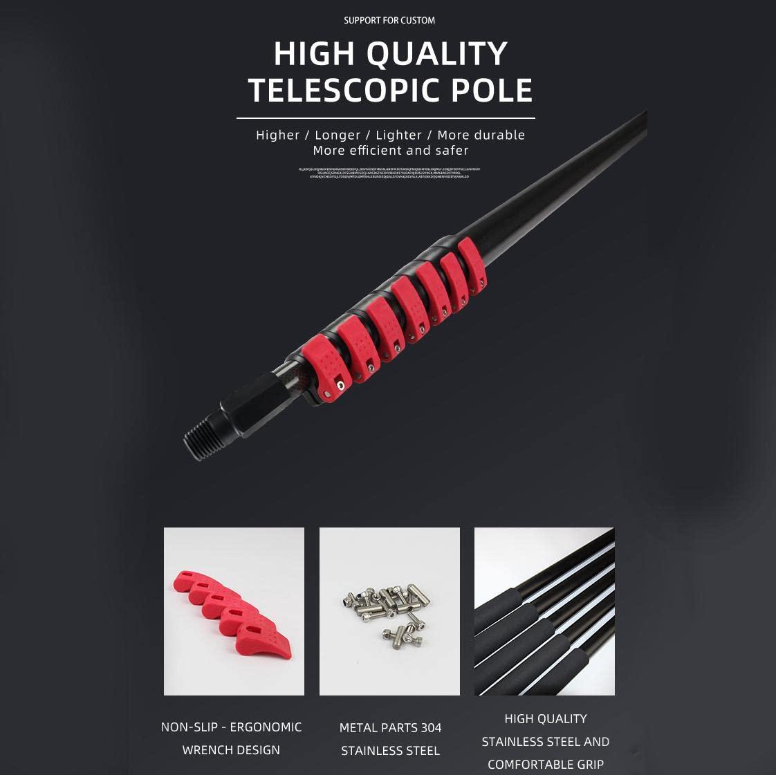 OUSIKA OUSIKA Window Cleaning Poles,Water Fed Pole Kit W/Squeegee - Outdoor Window Cleaner Glass Solar Panel Cleaning System - 3-in-1 Washing Equipment Tool, Scrubber Brush Hose Spray Washer/7.2 M/23.6 Ft