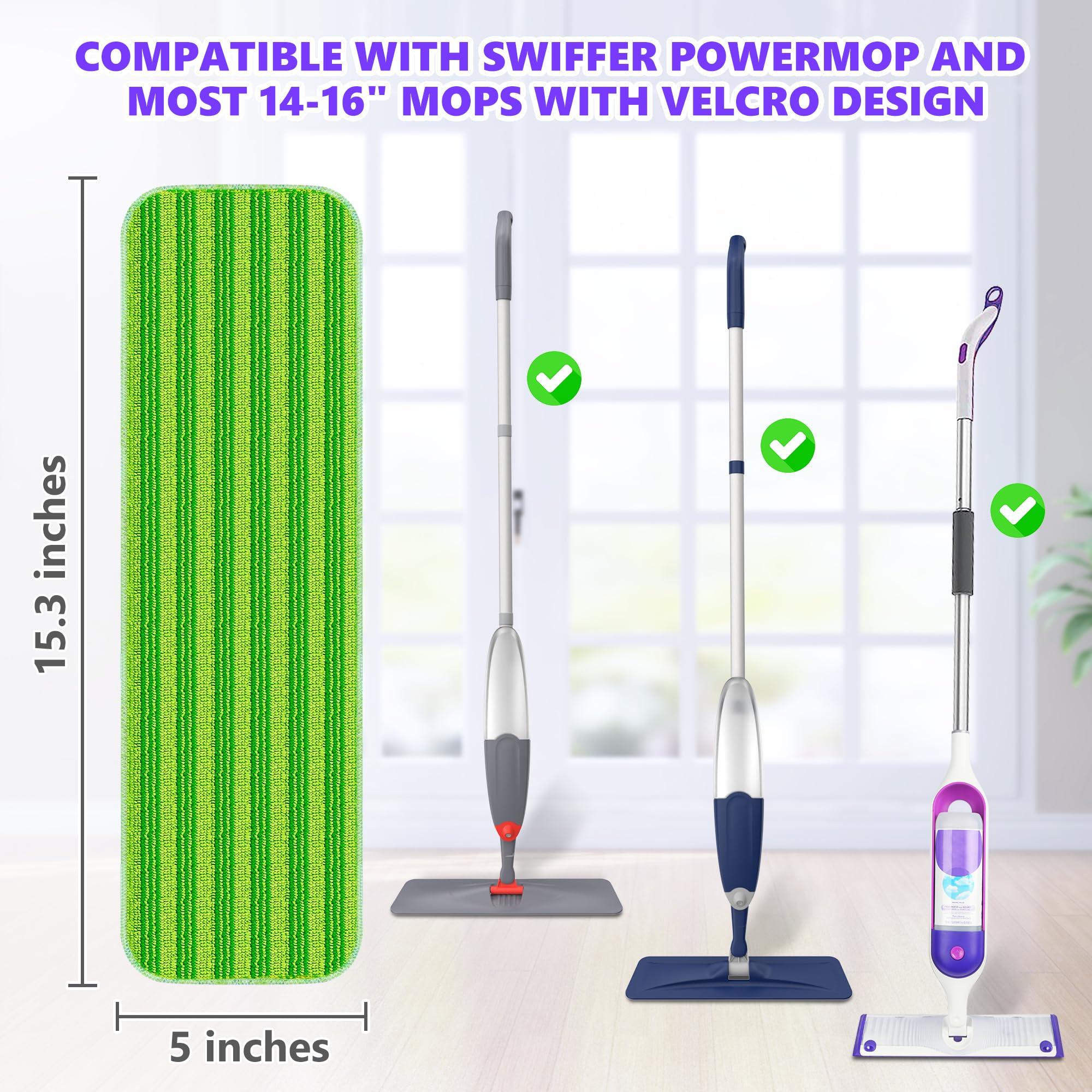 TINA&TONY Reusable Mop Pads Compatible with Swiffer PowerMop, Microfiber Mop Pads Refills Mop Heads Replacement for Swiffer Mop Spray Mop Floor Mop, Washable Reusable Floor Mopping Refills, 6 Pack