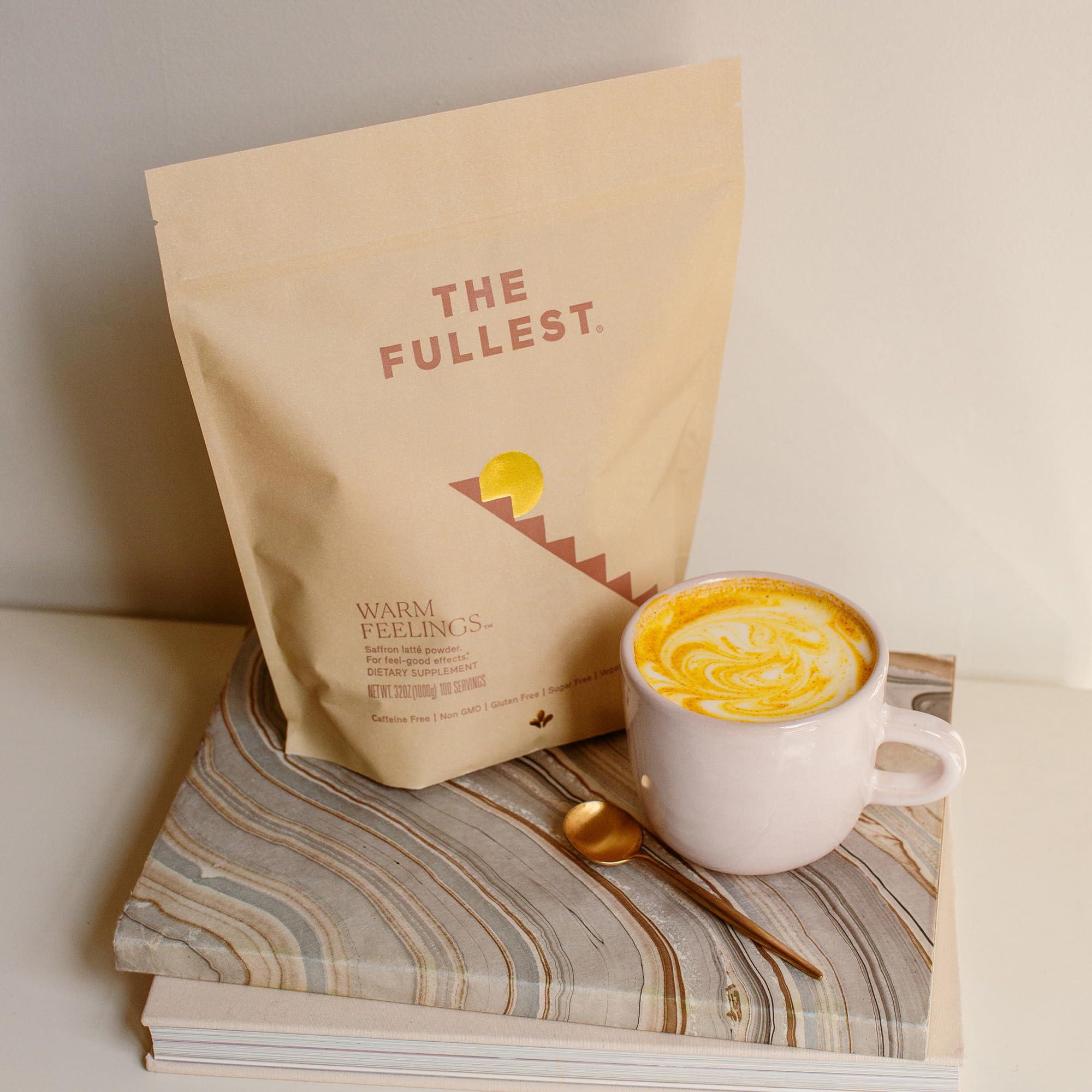 THE FULLEST THE FULLEST - Warm Feelings 100-Day Supply Saffron Latte Bulk - Saffron, Cardamom, and Coconut Based Wellness Powder for Mood and Sleep Support, Sugar-Free, Vegan, and Gluten-Free, 100 Servings