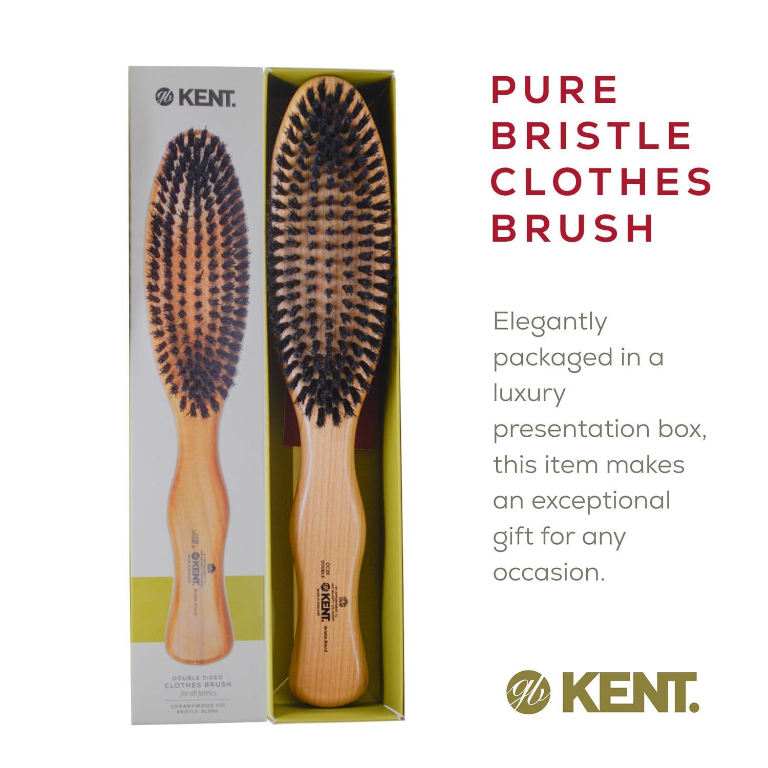 KENT Kent CC20 Double Sided Cherrywood Clothes Brush and Lint Remover, Firm Side for Dust and Dirt, Soft Side for Gentle Brushing for Keeping Fabrics Free from Fibres, Fluff and Pet Hair, Made in England