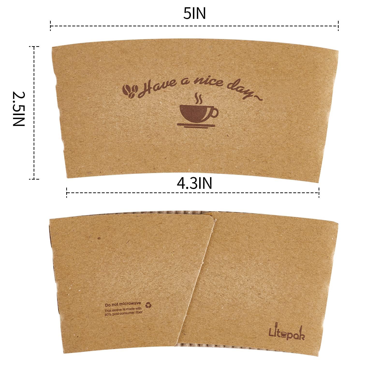 LITOPAK LITOPAK 200 Packs Kraft Paper Coffee Cup Sleeves, Coffee Sleeves, Disposable Corrugated Hot Drink Holder for Paper Cups Insulation and Hand Protection, Fits 10oz-20oz Paper Cups(Cup Not Included)