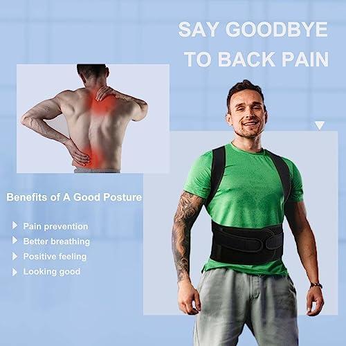 LUXRUB Posture Corrector Back Brace For Men And Women, Adjustable Lumbar Support For Posture Improving And Pain Relief, Full Back Support Belt For Neck, Shoulder, Waist Pain (Color : Black, Size : Large)