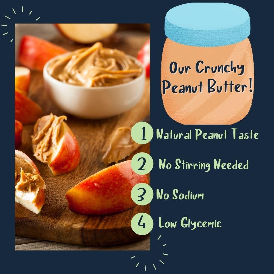 FIFTY 50 Fifty50 Foods Low Glycemic, No Added Sugar, No Stir Crunchy Peanut Butter, 18 Ounce (Pack of 6)